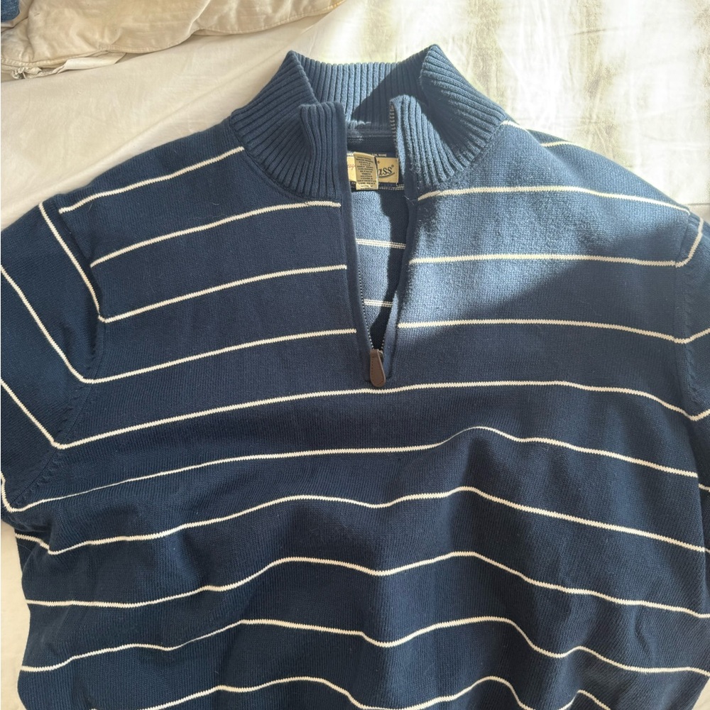 vintage navy quarter zip sweater L - Picture 3 of 14